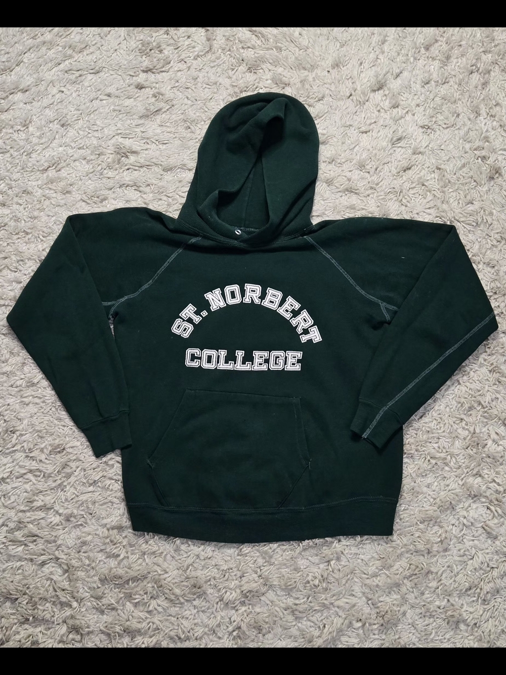 VTG 80s St. Norbert College Green Raglan Hoodie M